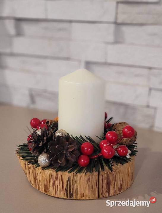 Stroik Świecznik Bożonarodzeniowy ręcznie śląskie Tarnowskie Góry