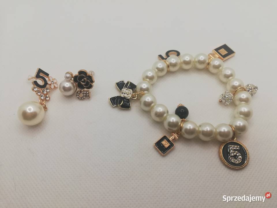 bransoletka damska z pereł zawieszki cyrkonie mazowieckie Warszawa