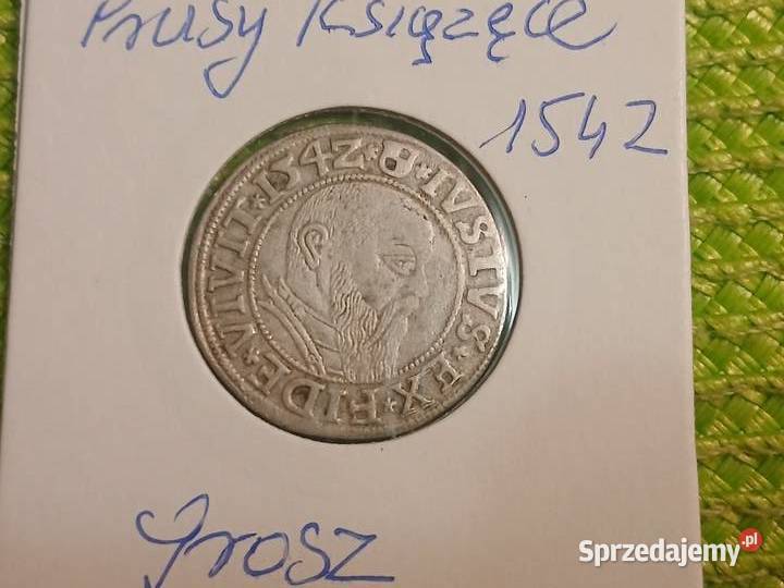 moneta srebrna Prusy Książęce grosz z 1542r Łomża