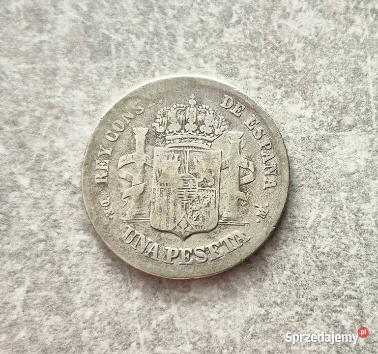 59 HISZPANIA srebro 1 Peseta 1876 r Alfonso XII Wola Kruszyńska