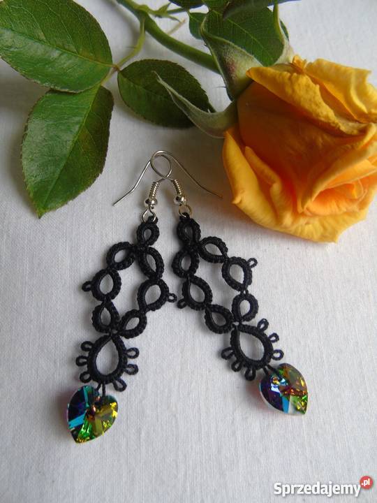 Kolczyki Frywolitkowe Wiśniowa