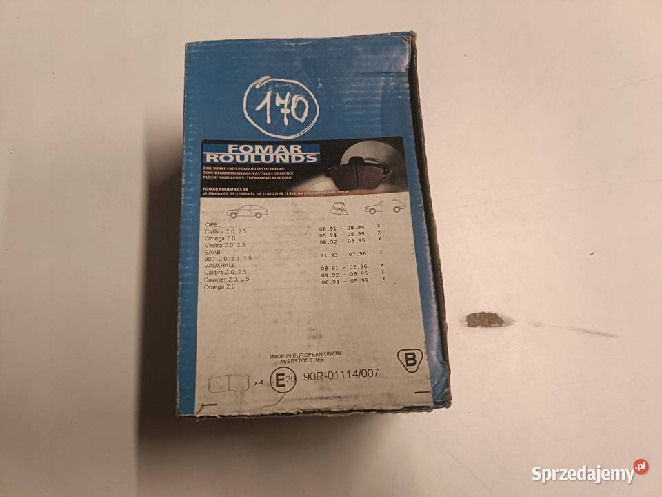 KLOCKI HAMULCOWE Opel Vectra A Calibra PRZEDNIE osobowe Klocki hamulcowe Motoryzacja lubelskie