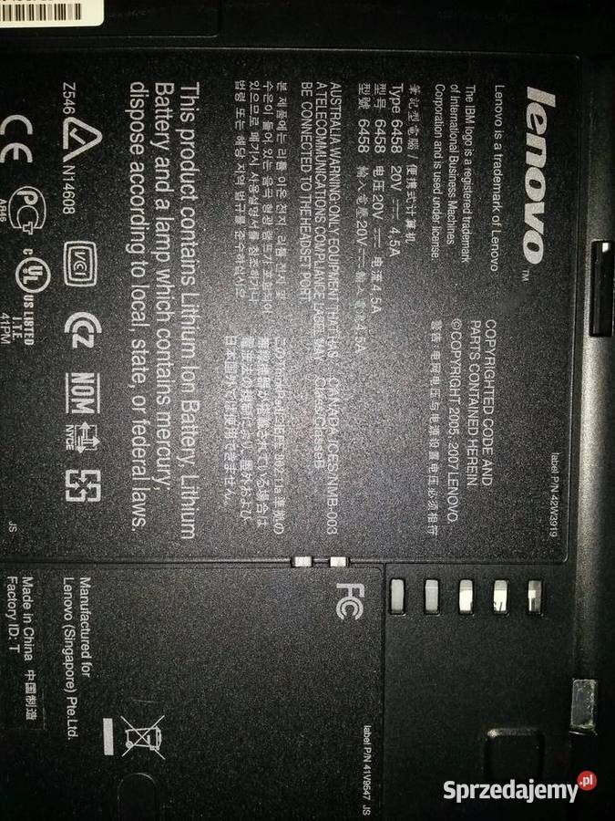 LAPTOP LENOVO T61 NA CZĘŚĆI