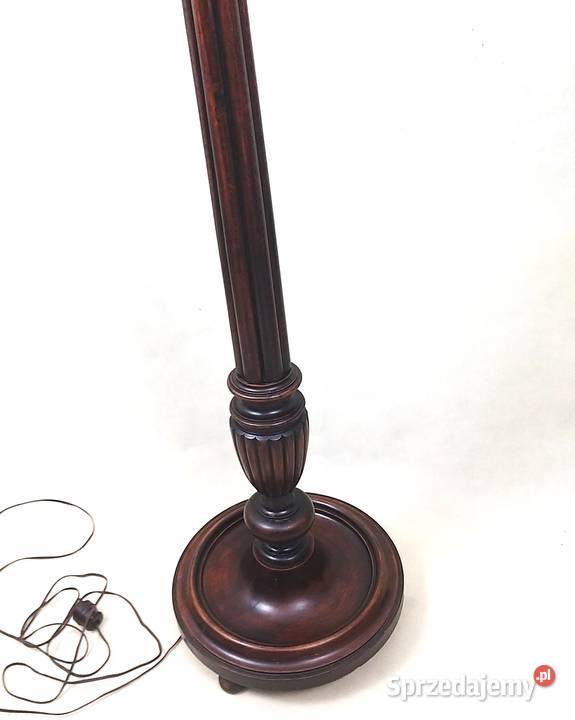 Lampa podłogowa drewniana mahoń Anglia lata 20te Bronisze