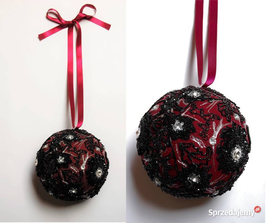 Zawieszka świąteczna bombka kula bordo burgund lubelskie