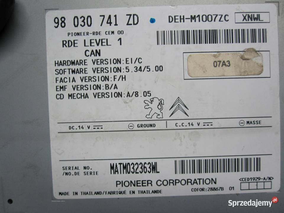 PEUGEOT 208 I 13r radio CD 98030741ZD osobowe
