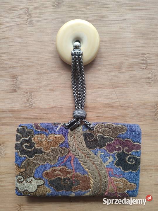 Jedwabna saszeta sakiewka z XIX wieku Warszawa