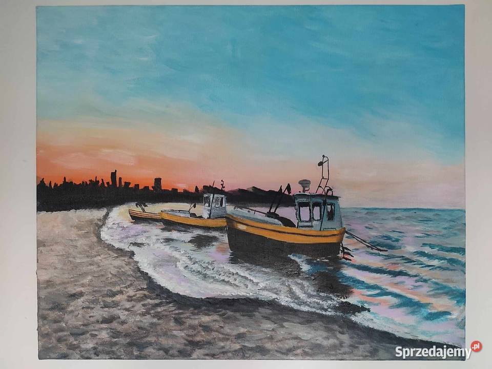 Łódki obraz akryl Sztuka współczesna Lublin