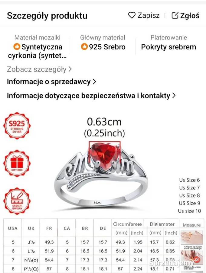 Pierścionek z cyrkonią srebro 925 srebro Warszawa