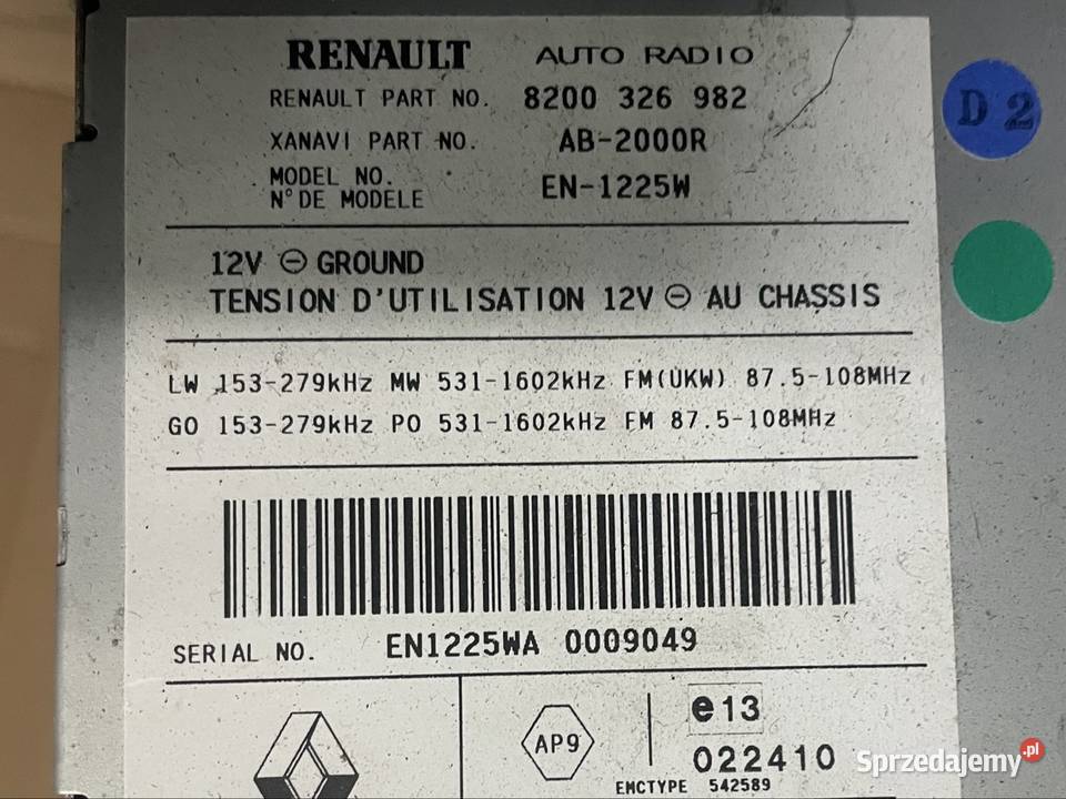 8200326982 tuner radia cabasse renault laguna 2 Szczecin