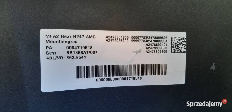 MERCEDES GLA II H247 ZDERZAK TYŁ TYLNY AMG 2019 Bieleń