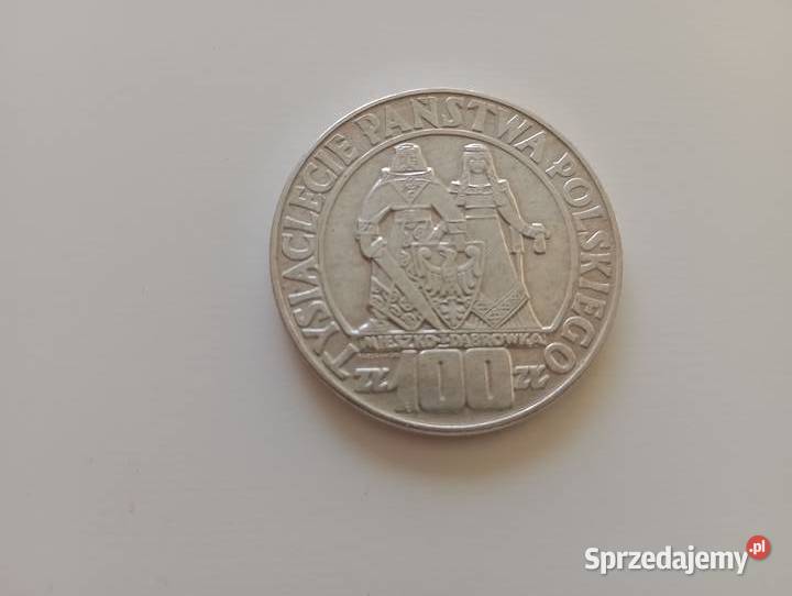 Moneta 100 1966r Mieszko i Dąbrówka Srebro Mosina