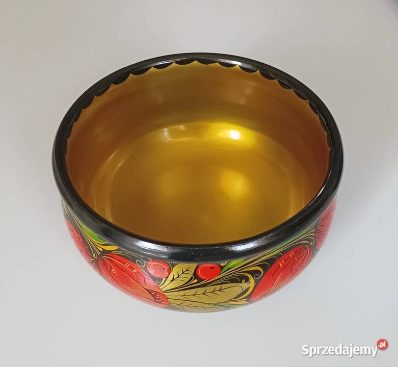 Drewniana miska malowana rękodzieło artystyczne Kraków
