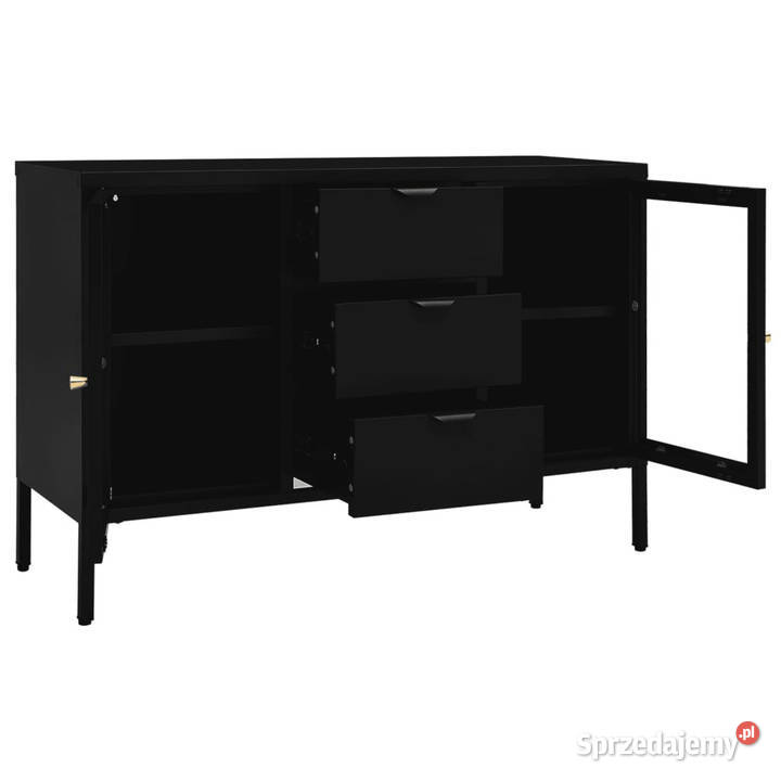 Komoda czarna 105x35x70 stal i szkło hartowane Warszawa sprzedam