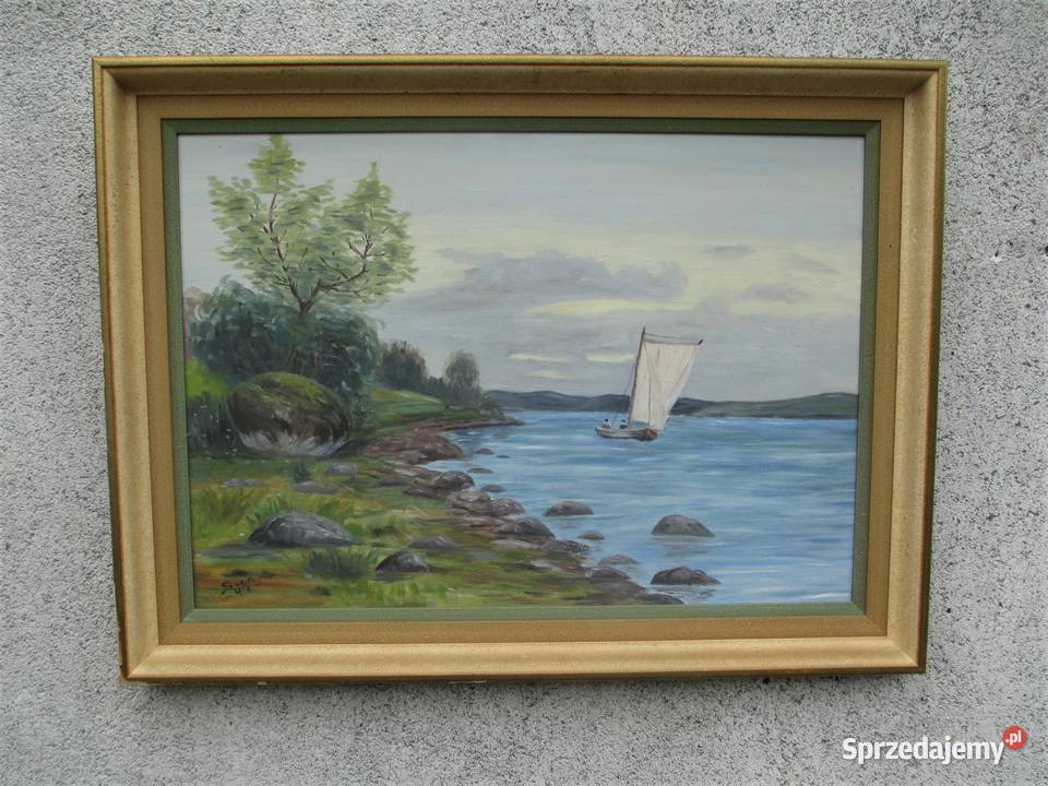 Obraz olejny Pejzaż z żaglówka lubelskie Lublin