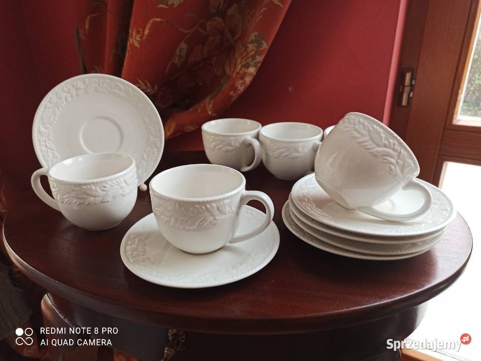 Duża Filiżanka z grubej białej porcelany Z Gdańsk