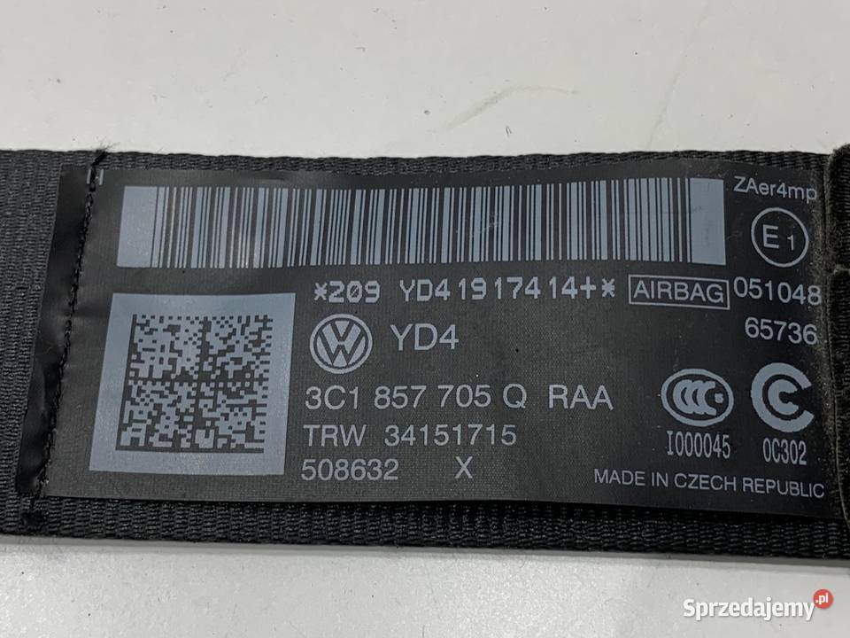 PAS BEZPIECZEŃSTWA LEWY PRZÓD VW PASSAT B7 podkarpackie sprzedam