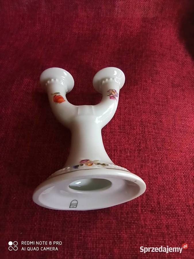 Świecznik Dresden Biała porcelana bukiecikami Gdańsk