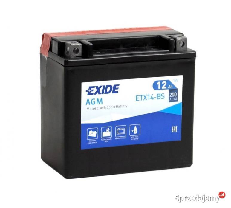 Akumulator motocyklowy EXIDE ETX14BS YTX14BS 12V Września