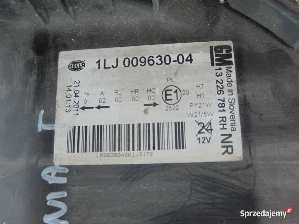 OPEL INSIGNIA I 11r lampa prawa przód ANGLIK świętokrzyskie