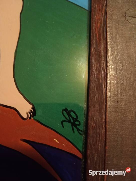 Obraz ludowy na szkle malowany Cepelia 1984