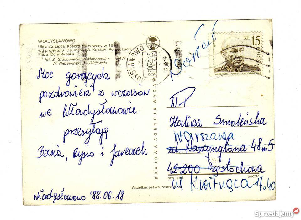 WŁADYSŁAWOWO ULICA 22 LIPCA POCZTÓWKA
