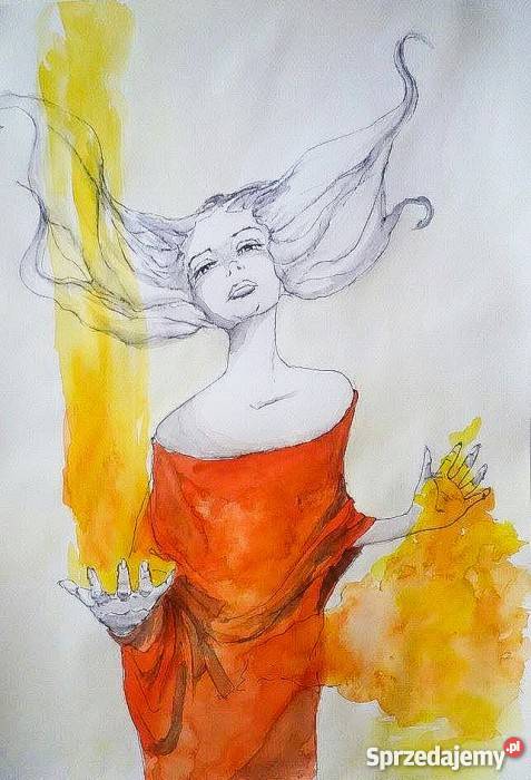 Akwarela Szamanka artystki plastyka Adriany Malarstwo śląskie Katowice