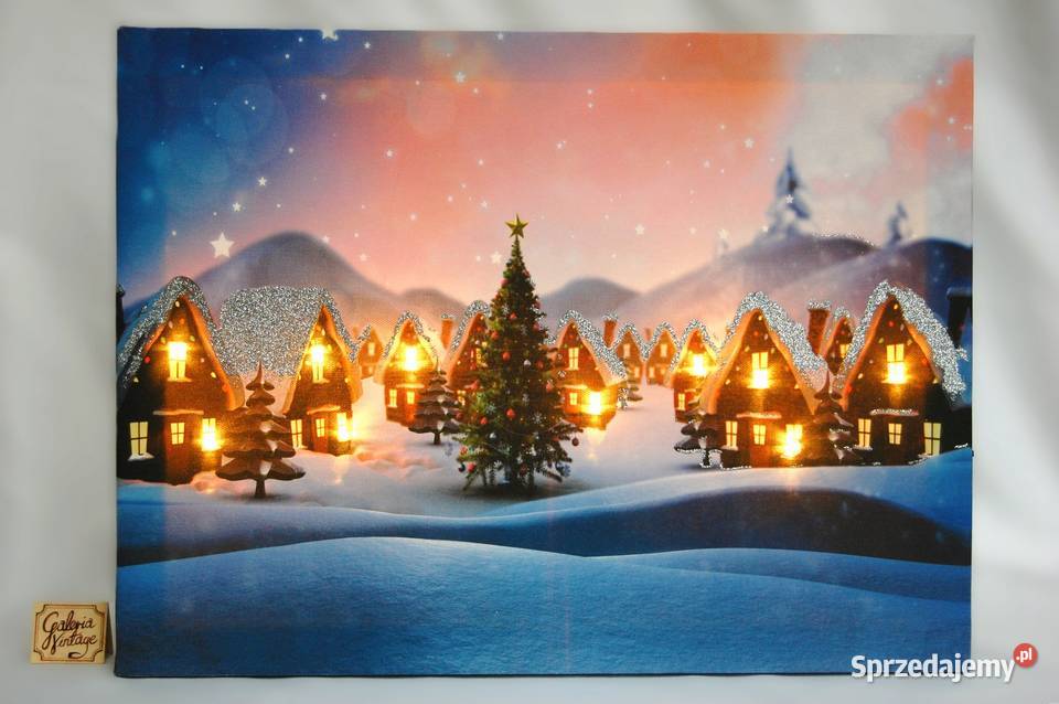 Jysk obraz podświetlany LED świąteczna wioska