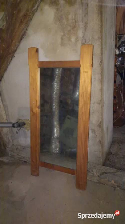 Lustro drewniana rama vintage prl Sosnowiec