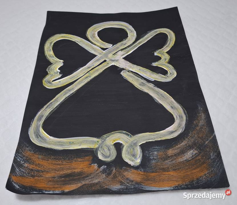 Praca plastyczna Anioł na czarnym tle 295x42 Czeladź