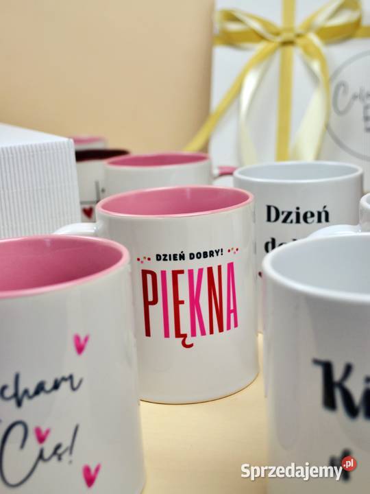 Kubek ceramiczny z nadrukiem niej na walentynki biały Ceramika i szkło