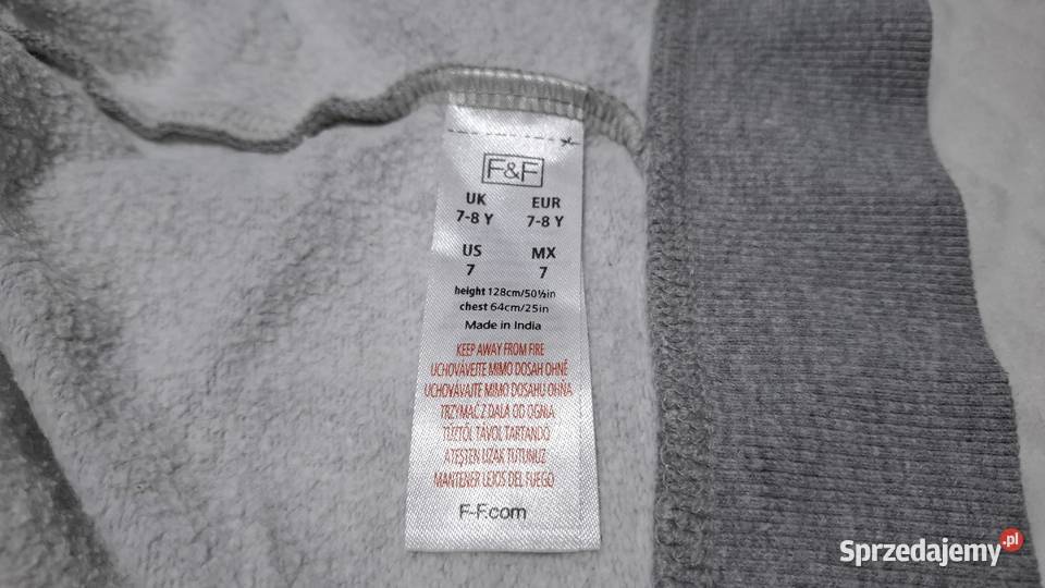 Bluza rozpinana szara chłopięca 128 78 lat FF Czeladź