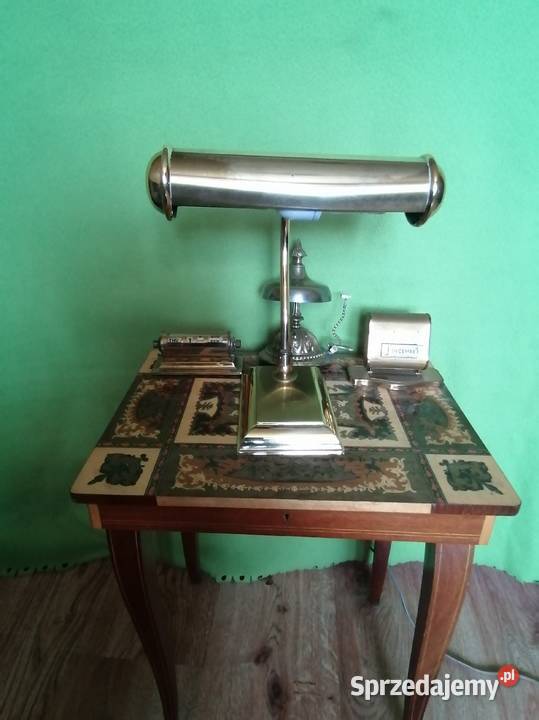 Stara mosiężna lampa gabinetowa z łat 60 tych