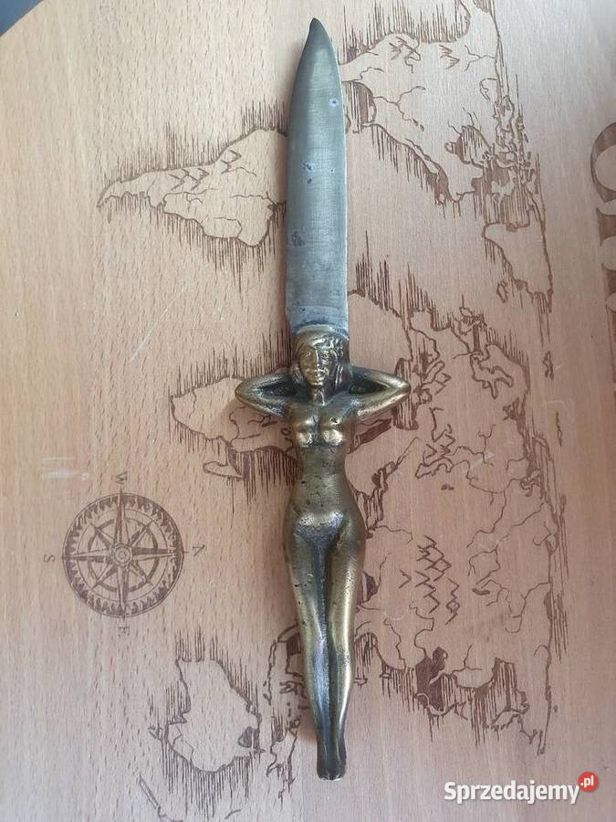 Stary nóż do otwierania kopert papieru naga dama pomorskie Solnica