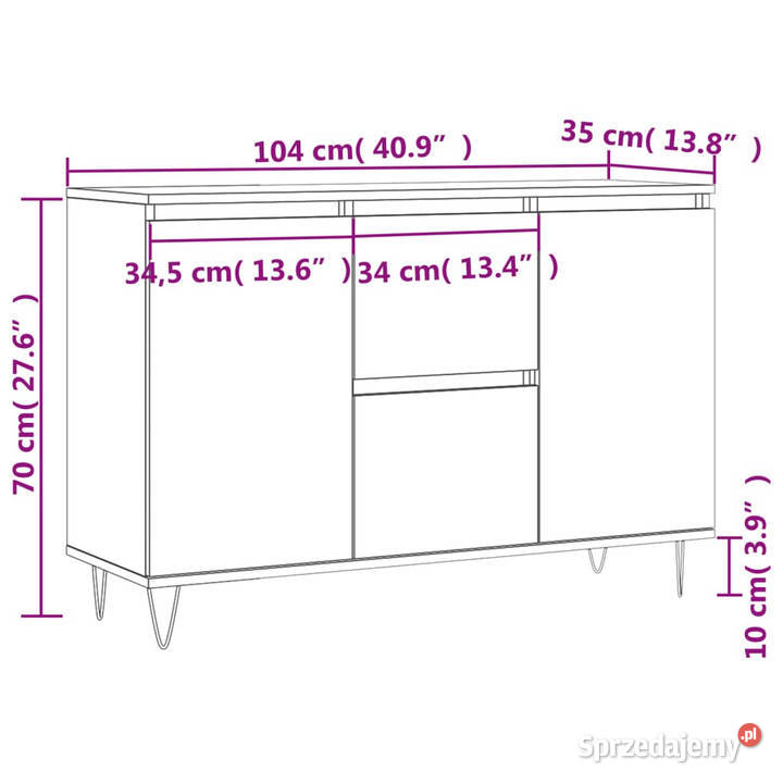Szafka dąb sonoma 104x35x70 materiał Pozostałe mazowieckie