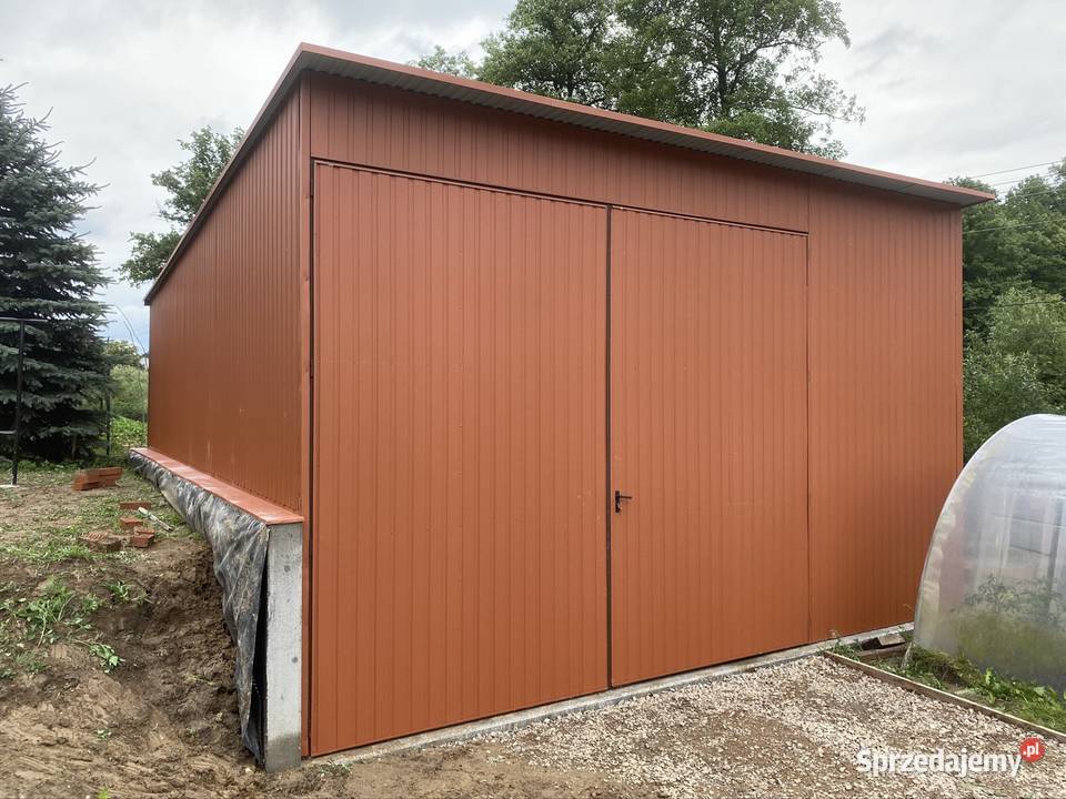 Magazyn blaszany 6x7 wysoki kolor ceglasty mat Nowy Sącz