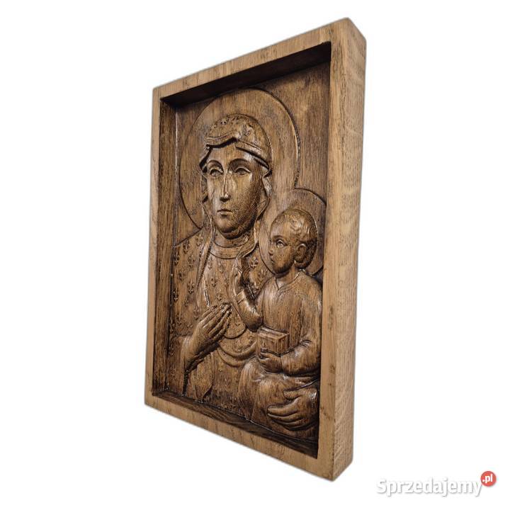 Matka Boska Częstochowska płaskorzeźba w dębie zachodniopomorskie Malechowo