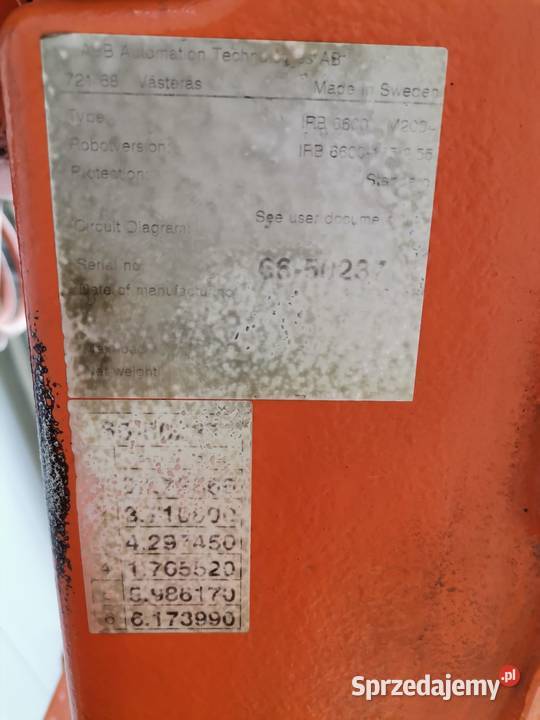 Robot przemysłowy ABB IRB6600 z 2005 udźwig 175 lubuskie Gorzów Wielkopolski