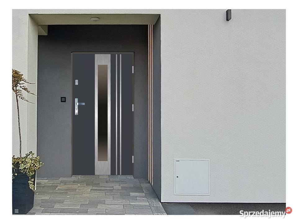 Drzwi wejściowe do domu GI14 INOX Antracyt 90 mazowieckie Ciemniewo
