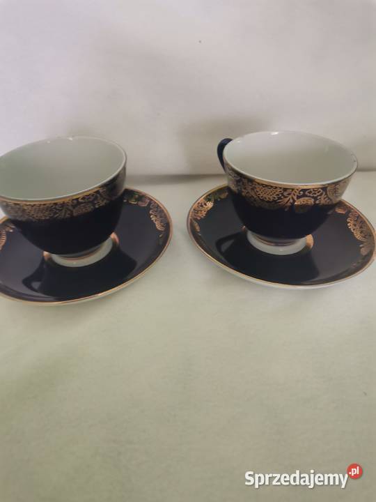 Zestaw 3 Filiżanek ze spodkami Łomonosow LFZ Porcelana i szkło dolnośląskie Pieńsk