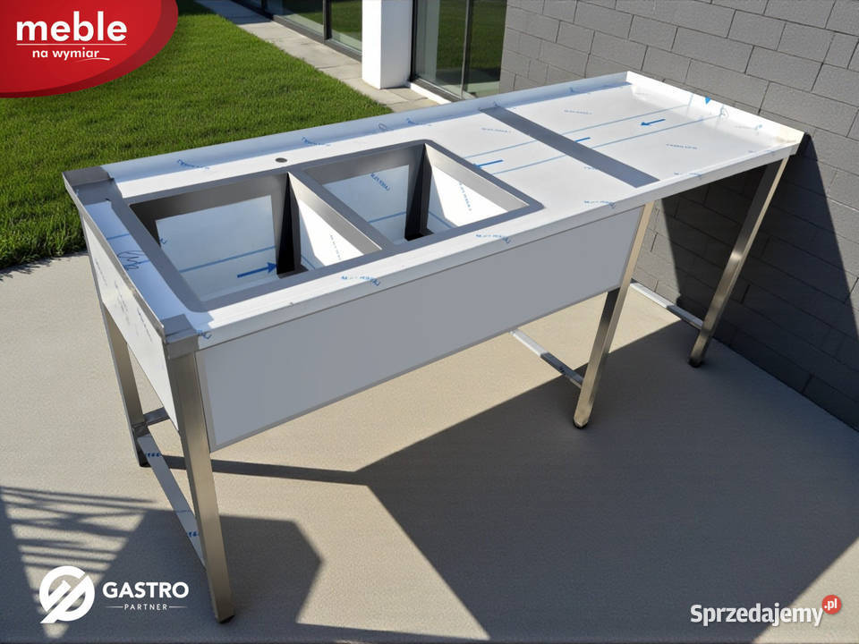 Zlew gastronomiczny 2 komorowy z miejscem na