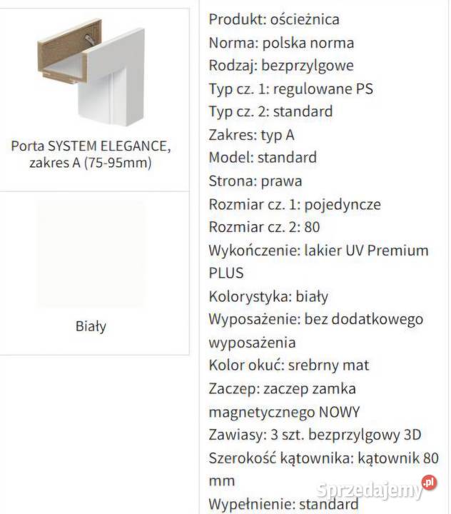 PORTA Ościeżnica PRAWA 80 biała Szczecin