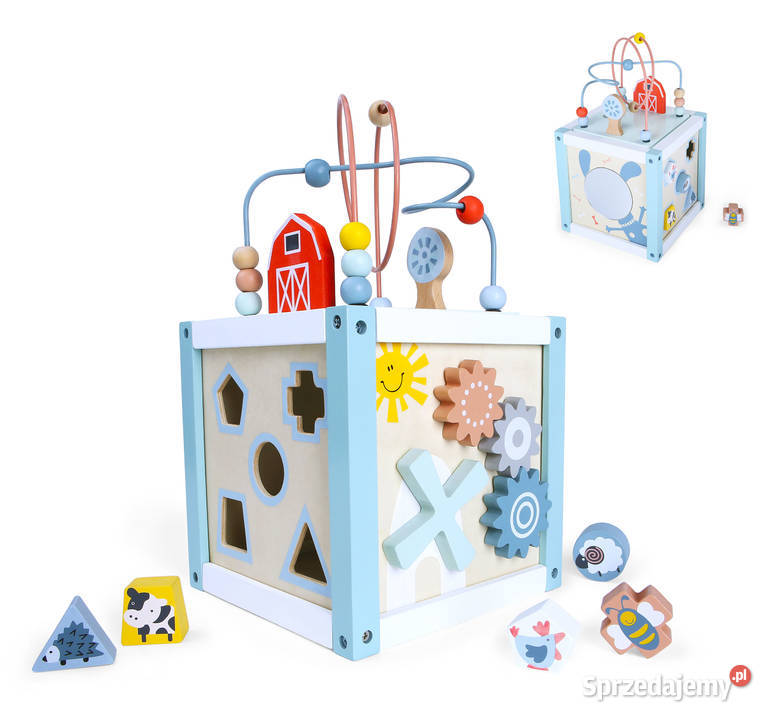 Drewniana kostka edukacyjna sorter klocki opolskie Smogorzów