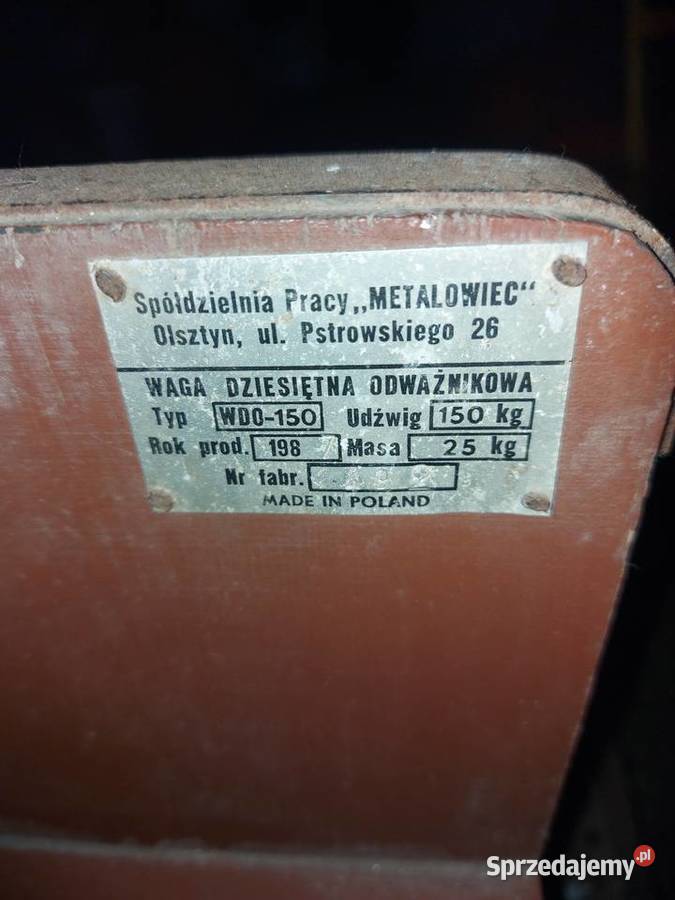 Waga dziesiętna odważnikowa WDO150 METALOWIEC pomorskie Pruszcz Gdański sprzedam