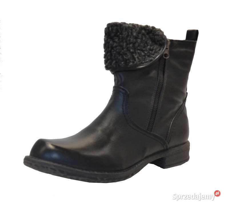 Czarne ocieplane damskie botki rozmiar 38 TB8103 skóra ekologiczna Żyrardów sprzedam