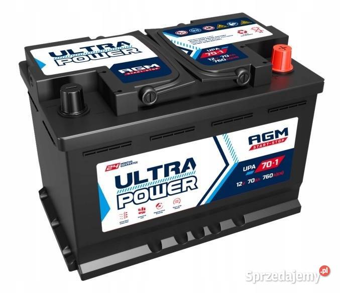 Akumulator rozruchowy 12V 70Ah 760A AGM osobowe Łopuszno