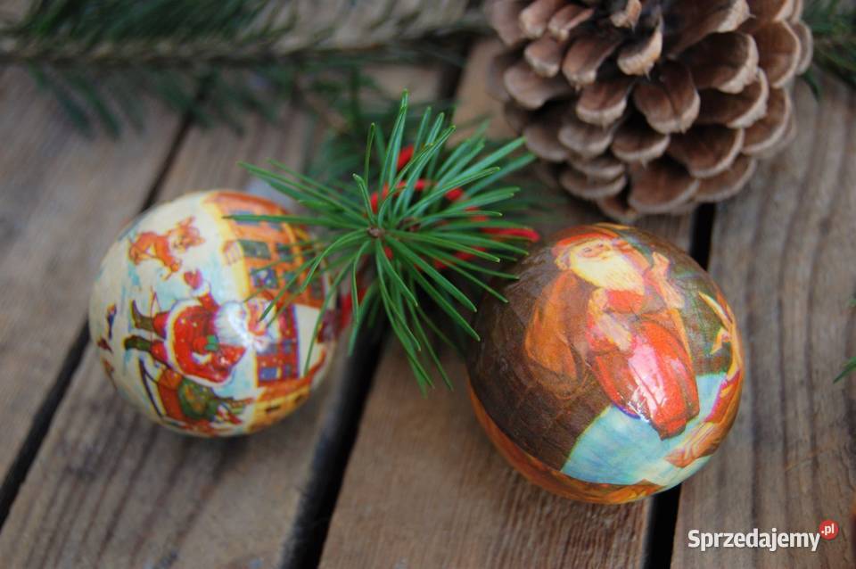 Bombka bombki decoupage vintage Mikołaj 4 Dekoracje i ozdoby Lublin