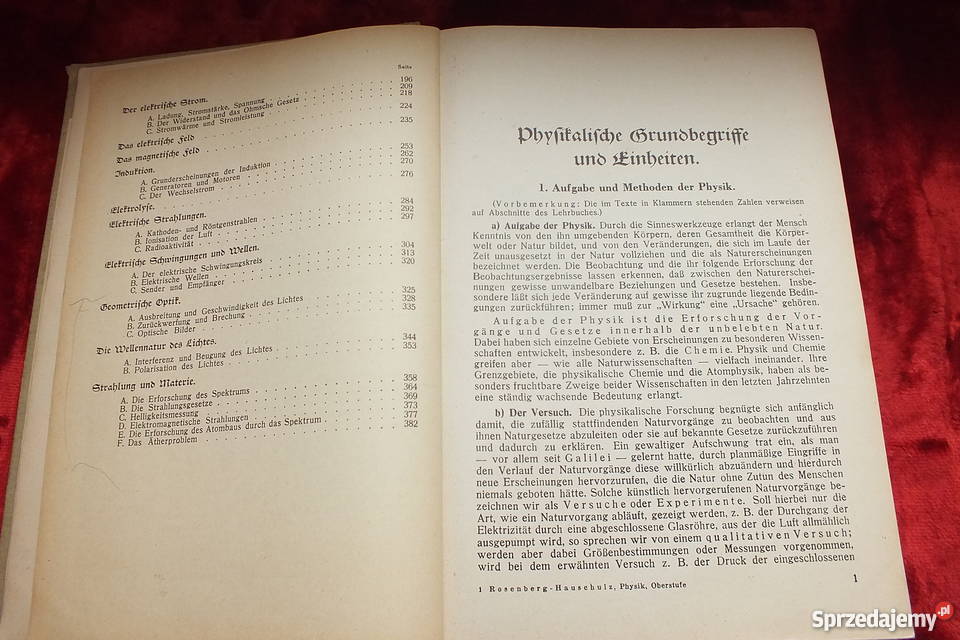Stara niemiecka książka Fizyka wydana w 1938 Antykwariat lubuskie Żary