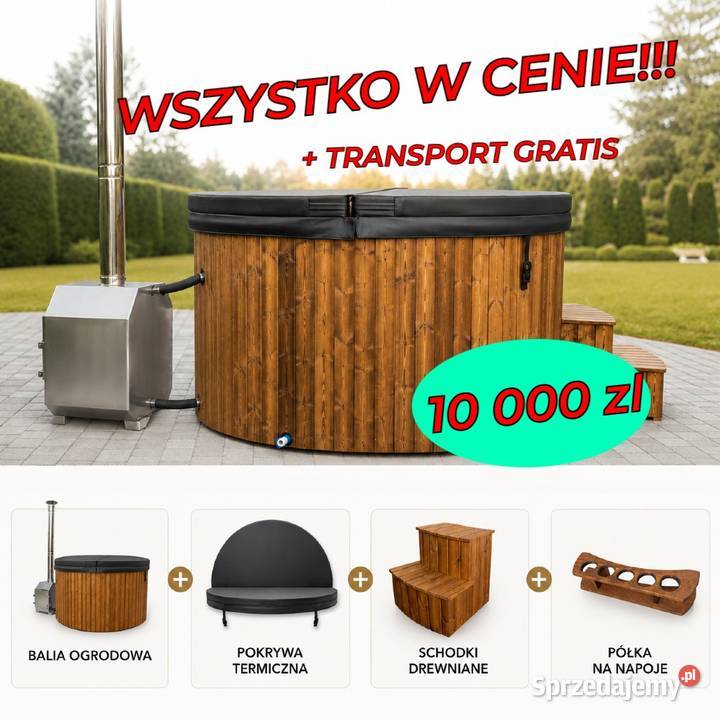 Balia ogrodowa z jacuzzi Hydromasaż Piec warmińsko-mazurskie