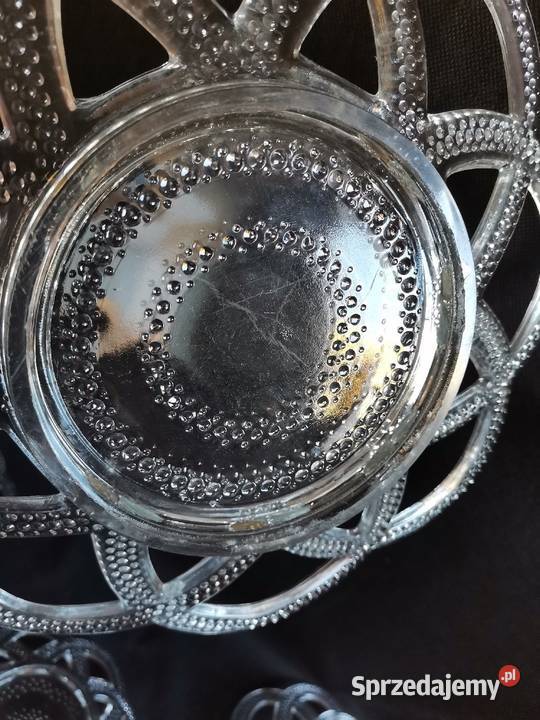 Stara ażurowa patera i talerzyki szkło huty Porcelana i szkło śląskie Katowice sprzedam